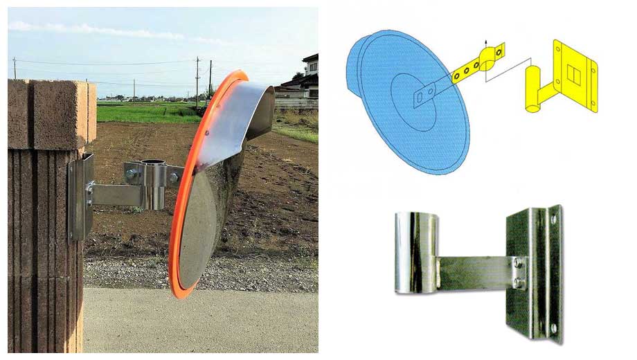 カーブミラー設置用の壁掛け金具
